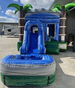 Blue Crush wet or dry bounce house w/slide