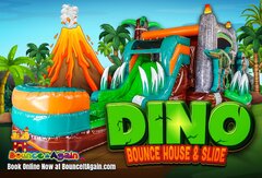 Dino wet dry bounce house w/slide