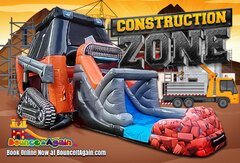 Construction zone wet or dry bounce house w/slide