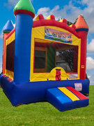 multi colored step bounce house