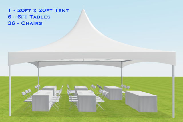 20ft x 20ft Tent Tables and Chairs Package