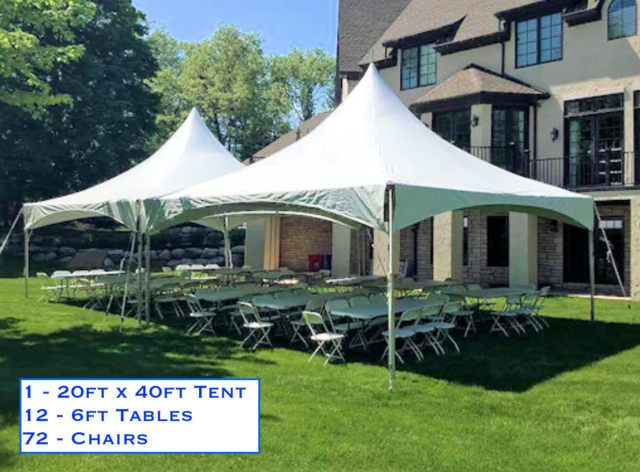 20ft x 40ft Tent, Table, and Chair Package