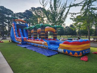 22 ft Tropical Inferno Dual lane slide with slip and slide