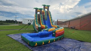 20 ft Hybrid Green Tropics Curve Dual lane Slide