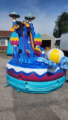 19 Foot Pool Party Waterslide w/ Pool