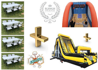 PLATINUM PACKAGE: 4 TABLES, 24 CHAIRS and 2 inflatables