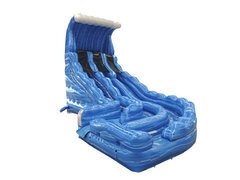 22Ft Blue Hurricane Double Lane Curve water Slide!