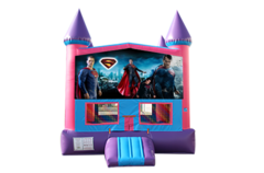 Superman pink and purple bounce house