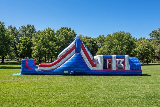 Blue Rush 40' Obstacle Course Rental in DE