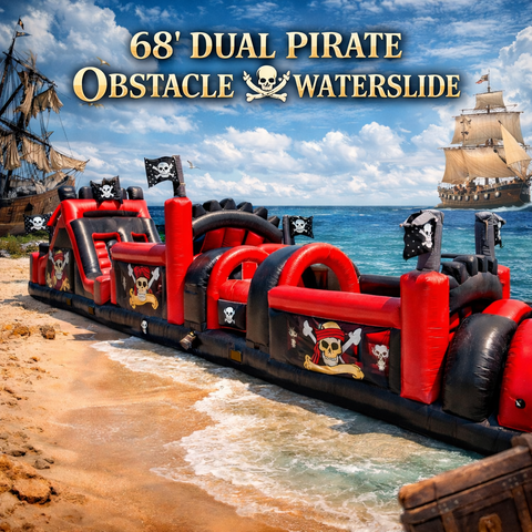 Pirate 68 ft obstacle with 20 ft waterslide