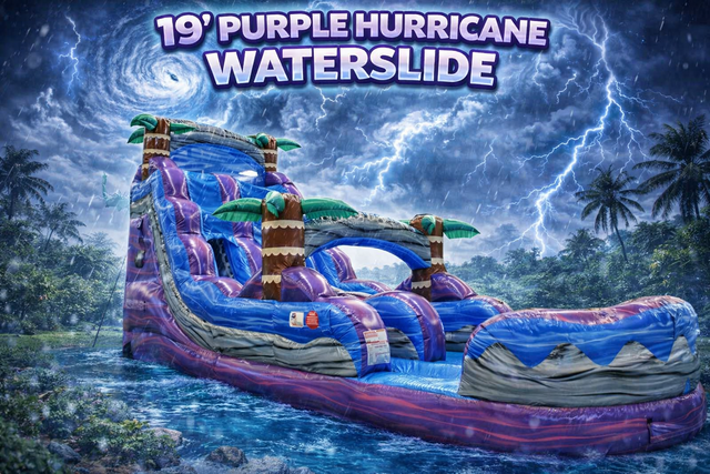 19 FT PURPLE HURRICANE WATER SLIDE w/Inflated Pool