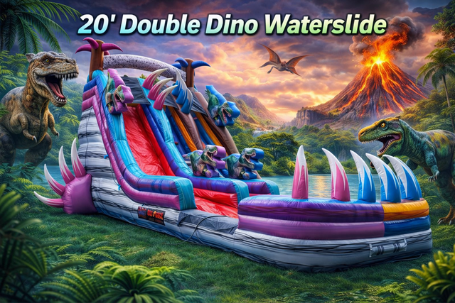 20 ft Double Dino Waterslide 