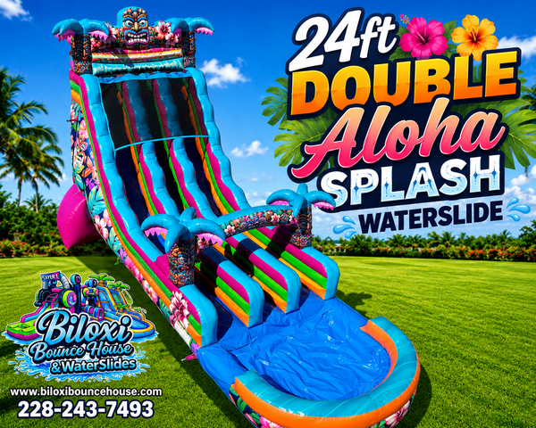 24 Foot Double Aloha Splash Waterslide