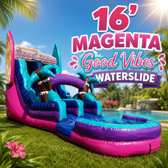 <b><font color='blue'><b> 16’ Magenta Good Vibes Waterslide </b></font><b></b></b>