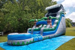 <b><font color=red><b>20 FT GREY CASCADE WATERSLIDE w/Deep Pool </font><br><small>Best for ages 5+<br><font color = blue>Size 36'L X 15'W X 20'H</font></b></small>