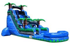 24 FOOT BLUE PALM WATERSLIDE w/Deep Pool Best for ages 6+Size 38'L X 14'W X 24'H
