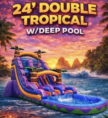 <b><font color='purple'>24 Foot Double Lane Tropical DEEP POOL</font><br><font color='blue'><small>Best for ages 4+</small></font></b>
