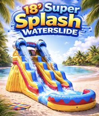 <b><font color='blue'>18ft Super Splash Waterslide</font><br><font color='green'><small>Best for ages 4+</small></font></b>