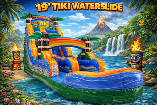 <b><font color=red><b>19 FT TIKI PLUNGE W/ POOL</font><br><small>Best for ages 5+<br><font color = blue>Size 32'L X 11'W X 19'H</font></b></small>