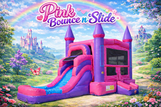 <b><font color='red'><b>Pink Water Slide & Bounce House Combo</b></font><b><br></b></b>