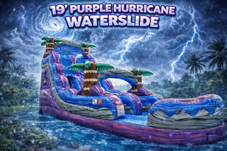 <b><font color=red><b>19 FT PURPLE HURRICANE WATER SLIDE </font><br><small>Best for ages 5+<br><font color = blue>Size 32'L X 11'W X 19'H</font></b>