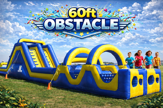 <b><font color=red><b>60 FT Obstacle Course</font><br><small>Best for ages 5+<br><font color = blue>Size 60L X 18W X 19H</font></b></small>