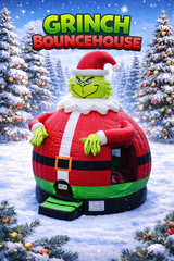 <b><font color=red><b>Grinch Santa Bounce House</font><br><small>Best for ages 3+<br><font color = green>Size 14'L X 16'W X 19'H</font></b></small> 