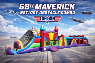 <b><font color='blue'>68ft Maverick Obstacle Waterslide</font><br><font color='green'><small>Best for ages 4+</small></font></b>