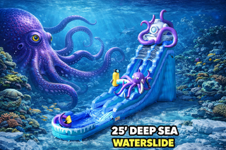 <b><font color='purple'>25 FOOT DEEP SEA WATERSLIDE w Pool</font><br><font color='blue'><small>Best for ages 6+</small></font></b>