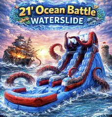 <b><font color='purple'>21 Ft Ocean Battle Waterslide</font><br><font color='blue'><small>Best for ages 4+</small></font></b>
