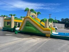 <b><font color=red><b>16 Ft Tropical Splash Waterslide w/Bounce House</font><br><small>Best for ages 4+<br><font color = blue>Size 52'L X 12'W X 16'H</font></b></small>