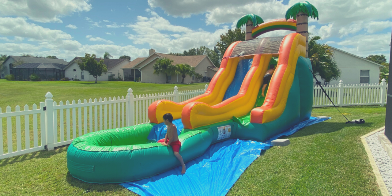Children playing in the 15 feet tropical water slide