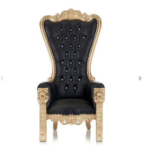 (2) Black & Gold Throne Chairs 