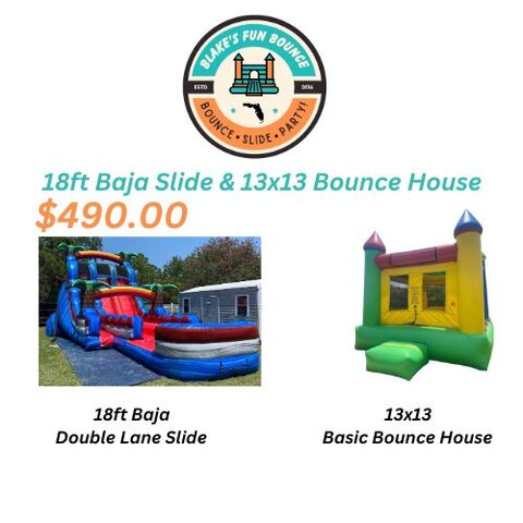 18ft Baja Slide & 13x13 Basic Bounce House Package