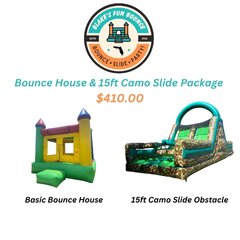 Bounce House and 15ft Camo Obstacle Package