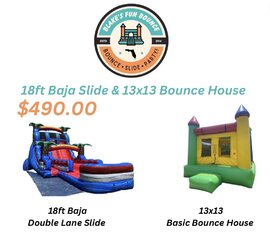 18ft Baja Slide & 13x13 Basic Bounce House