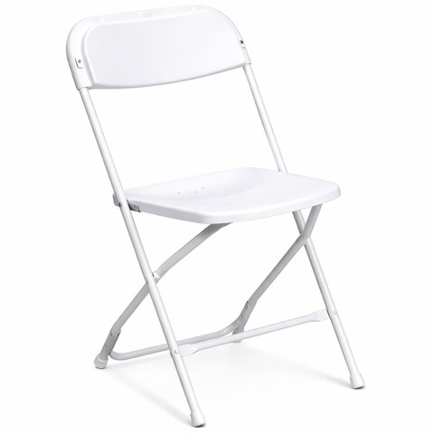 Heavy duty white plastic folding chairs for rent in Maine and NH outdoor event setup