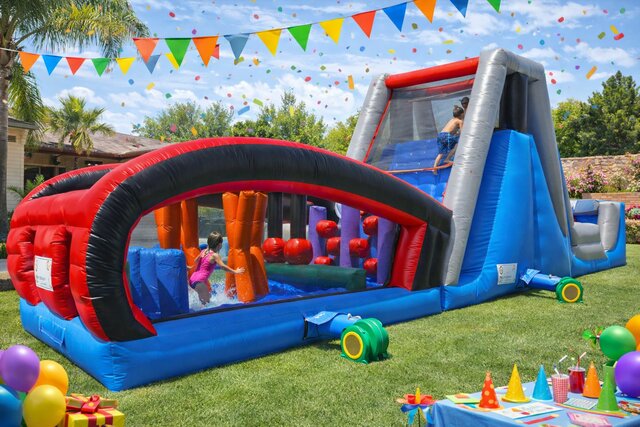 wet water slide obstacle course rental Maine and New Hampshire