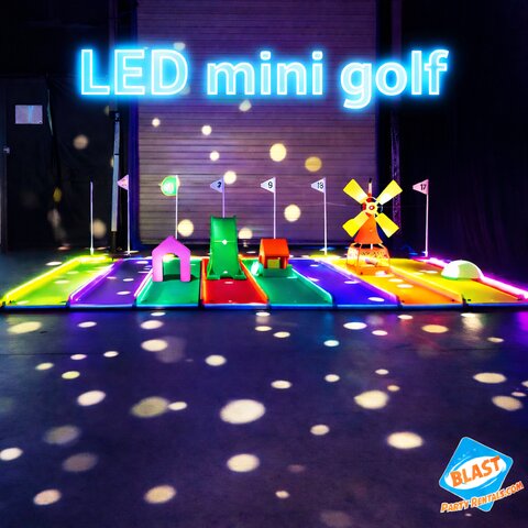 LED glow mini golf rental for corporate events and school functions in Southern Maine and New Hampshire by Blast Party Rentals