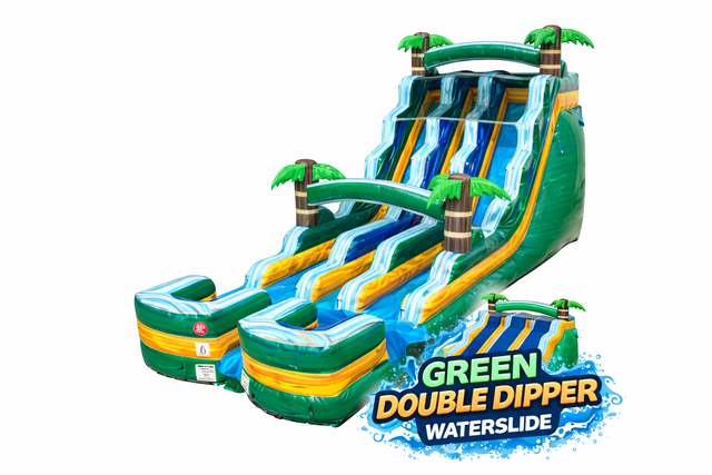 18' Double Dipper -Green- Water Slide Rental Maine and New Hampshire