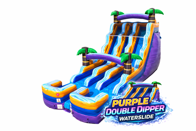 18' Double Dipper -Purple- Water Slide Rental Maine and New Hampshire