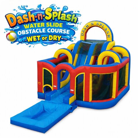 Dash-n-Splash Water Slide Obstacle Course-Wet or Dry