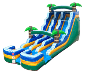 18' Double Dipper Marble Green Water Slide