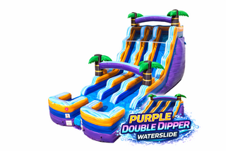 18' Double Dipper Marble Purple Water Slide