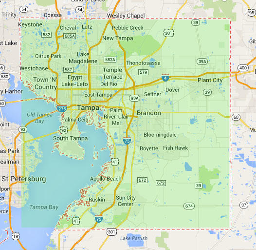 Tampa Party Rental Delivery Area