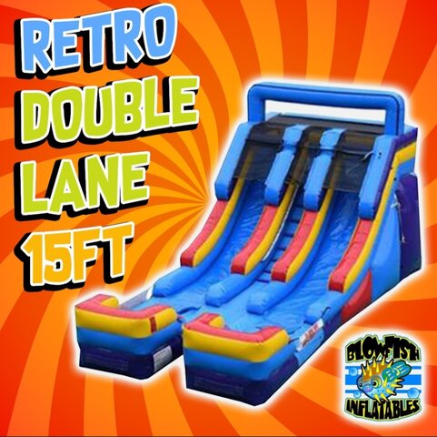 Retro double lane water slide