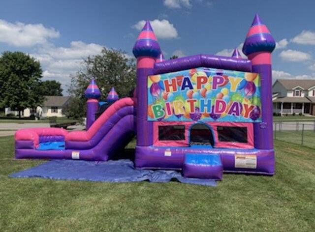 Happy Birthday Castle Dual Water/Dry Slide