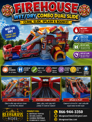 Firehouse Double Wet/Dry Slide Bounce House Combo