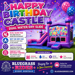 Happy Birthday Castle Dual Water/Dry Slide