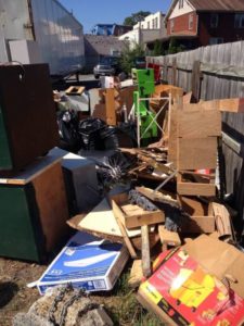 Junk to be hauled away in a Blue Box Rentals dumpster from the Hagerstown, MD-based dumpster rental company.